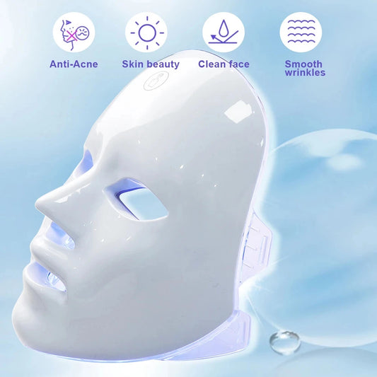 7 Colors LED Facial Mask Photon Therapy Face Skin Care Mask Anti Acne